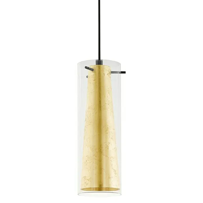 Eglo Pinto Gold Pendelleuchte - Höhe: 110 cm, Max. Systemleistung: 60 W - Elegante Pendelleuchte mit goldenem Akzent. Die Leuchte besticht durch ihr zylindrisches Design mit klarem Glas und edlem Goldfinish.