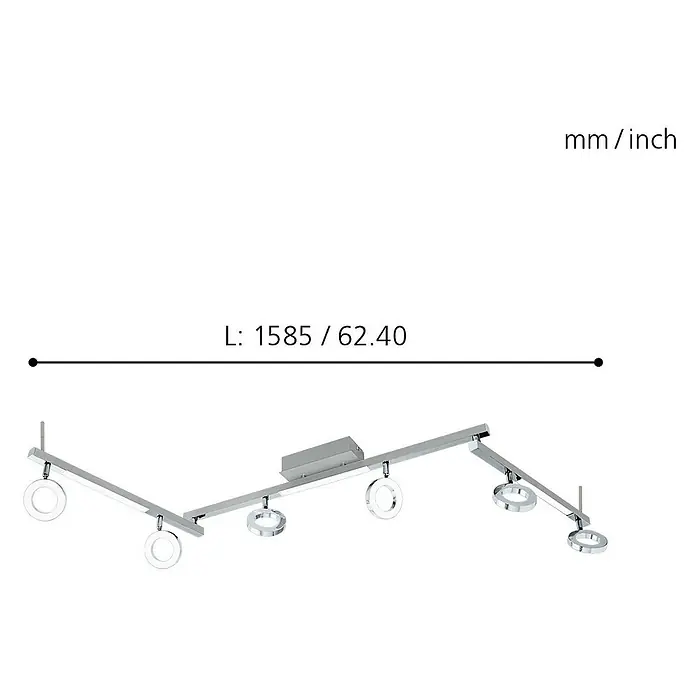 Eglo LED-Deckenstrahler Cardillio 1 - 29,1 W, Chrom, Warmweiß - Skizze
