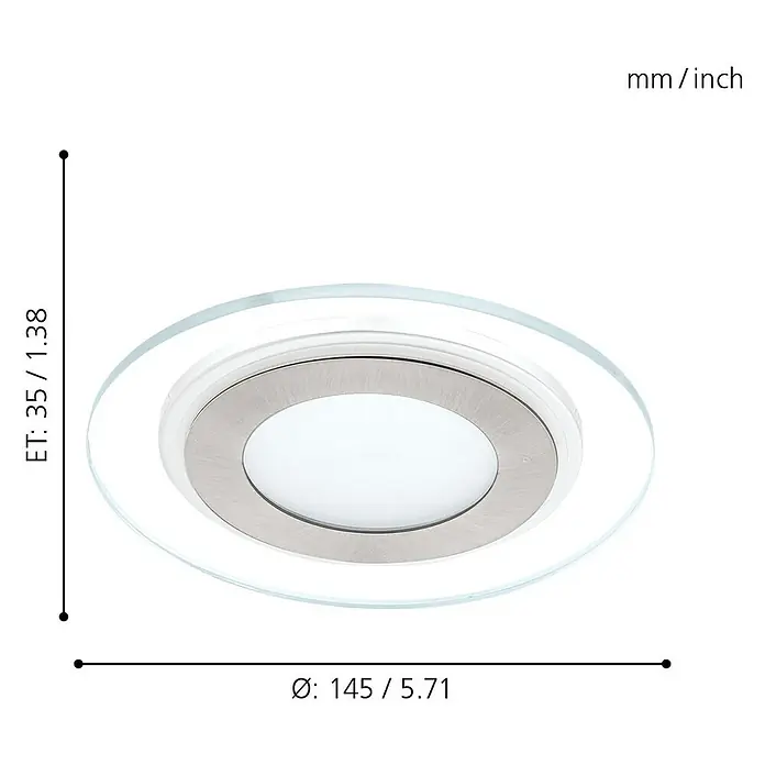 Eglo LED-Einbauleuchte Pineda - 12 W, Warmweiß - Skizze