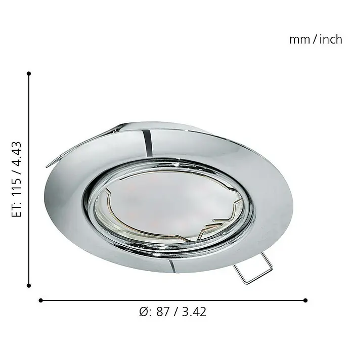 Eglo LED-Einbauspot Peneto - Warmweiß, Durchmesser: 87 mm, Einbaudurchmesser: 70 mm - Skizze