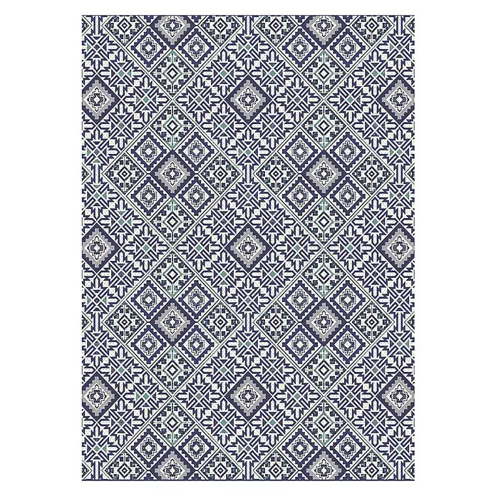 Vloerkleed Fajah - Blauw/Wit, 230 x 160 cm - Vooraanzicht
