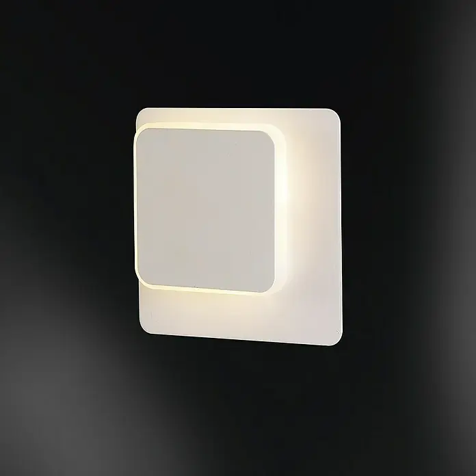 WOFI LED-Wandleuchte Sutter - 4,5 W, L x B x H: 16 x 16 x 5,5 cm, Weiß, Warmweiß - Moderne, quadratische LED-Wandleuchte in Weiß, die ein sanftes, indirektes Licht spendet und eine elegante Atmosphäre schafft.