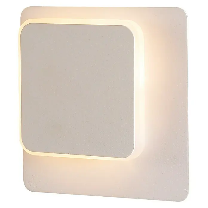 WOFI LED-Wandleuchte Sutter - 4,5 W, L x B x H: 16 x 16 x 5,5 cm, Weiß, Warmweiß - Quadratische Wandleuchte mit sanfter Hintergrundbeleuchtung, modernes Design für stimmungsvolle Akzente im Raum.