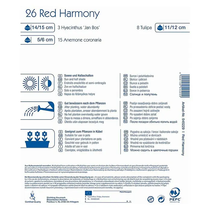 Kiepenkerl Frühlingsblumenzwiebel-Mix Colour Symphony Red Harmony - Arten-mischung, 26 Stk. - Rückansicht