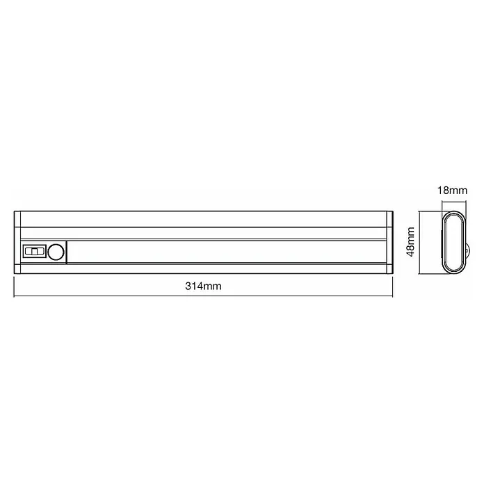 Ledvance Podelementna LED svjetiljka - 2,9 W, Senzor pokreta, D x Š x V: 31,4 x 4,8 x 1,8 cm, Bijele boje - Skica