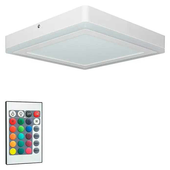 Ledvance LED-Wand- & Deckenleuchte Click White - 18 W, L x B x H: 30 x 30 x 4,5 cm, Weiß/Silber - Diagonale Ansicht