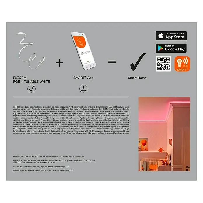 Ledvance Smart+ WiFi Smart-LED-Band Flex Basisset - Länge: 2 m, RGB, 8,5 W - Rückansicht