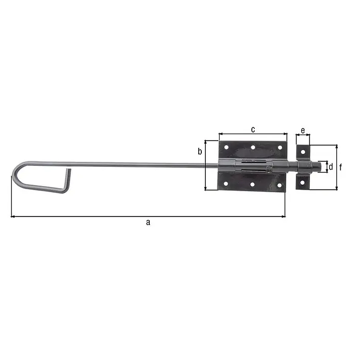 GAH Alberts Pestillo deslizante bolt - L x An: 400 x 90 mm, Negro - Dibujo técnico
