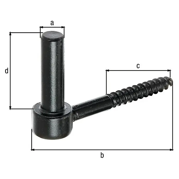 GAH Alberts Gozne roscado - Largo: 105 mm, Diámetro mandril: 14 mm, Altura del mandril: 47 mm, Negro - Dibujo técnico