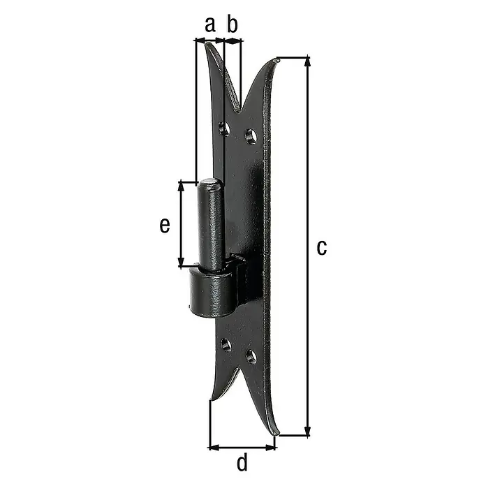 GAH Alberts Gozne atornillable - Diámetro mandril: 14 mm, Distancia desde mandril hasta placa: 11 mm, L x An: 205 x 54 mm, Negro - Dibujo técnico