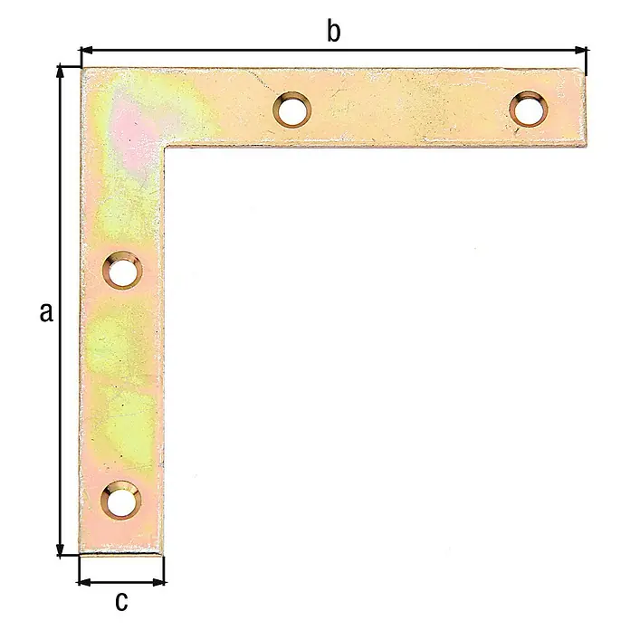 GAH Alberts Escuadra esquinera - L x An x Al: 60 x 10 x 60 mm, Zincado, Latón - Dibujo técnico