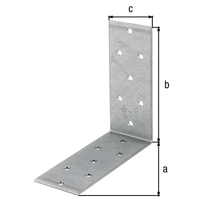 GAH Alberts Escuadra con placa perforada - L x An x Al: 100 x 40 x 100 mm, Zincado, 1 ud. - Dibujo técnico