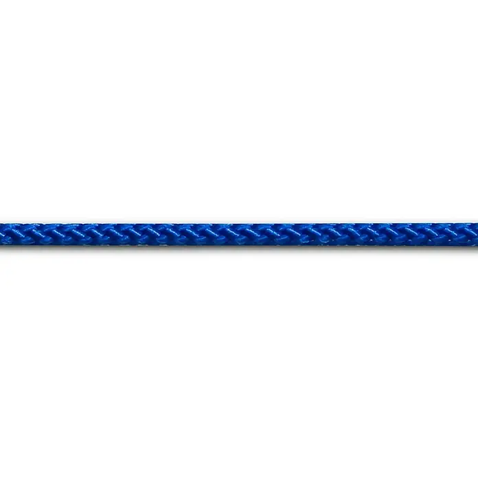 Seilflechter Cabo a metros Saltaolas - Diámetro: 6 mm, Azul, Poliéster - Primer plano de una cuerda trenzada azul, ideal para aplicaciones náuticas o como accesorio resistente.