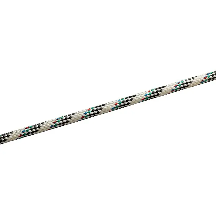 Seilflechter Cabo a metros Atlantik plus - Diámetro: 8 mm, Negro/blanco, Poliéster - Un primer plano de una cuerda resistente y multicolor, conocida por su fuerza y versatilidad en diversas aplicaciones.