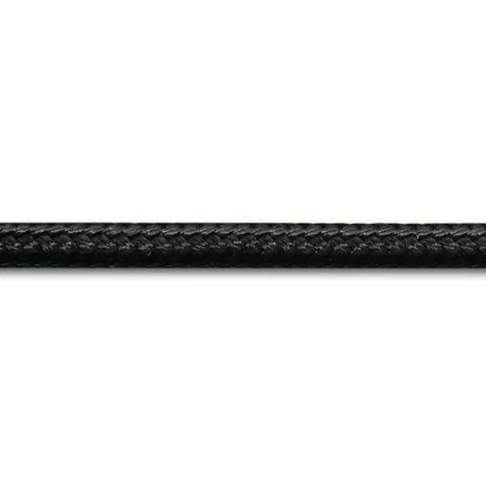 Seilflechter Cabo a metros Saltaolas - Diámetro: 8 mm, Negro, Poliéster - Primer plano de una cuerda trenzada negra, que destaca la textura y los detalles intrincados de la cuerda.