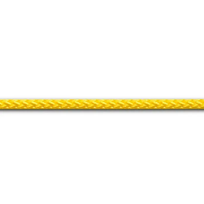 Seilflechter Cabo a metros Saltaolas - Diámetro: 4 mm, Amarillo, Poliéster - Cuerda amarilla con textura trenzada, ideal para diversas aplicaciones que requieren resistencia y visibilidad.