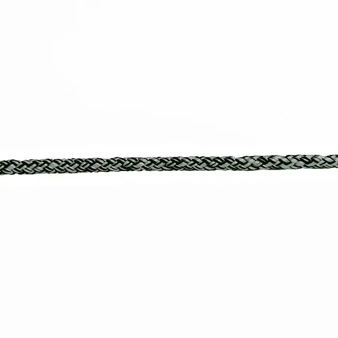 Seilflechter Cabo a metros Tornado - Diámetro: 6 mm, Verde, Novoleen - Primer plano de una cuerda trenzada en blanco y negro. Ideal para actividades al aire libre y aplicaciones robustas.
