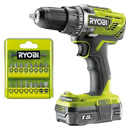 Ryobi  Accuschroefboormachine R18DD3 inclusief bits