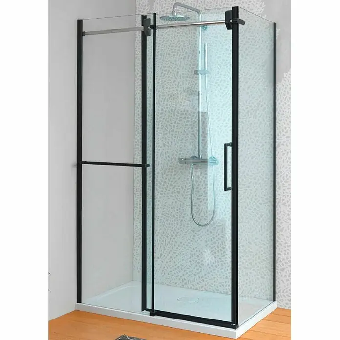 Kolpa San Kutna tuš kabina Virgo Black - D x Š x V: 120 x 90 x 200 cm, Debljina: 8 mm - Moderan tuš s crnim okvirom i prozirnim staklenim panelima, upotpunjuje moderan dizajn kupaonice.