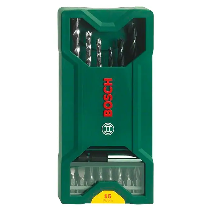 Bosch X - Line Mini Maletín de brocas y puntas - 15 ud., Idoneidad de material: Baldosas - Vista superior