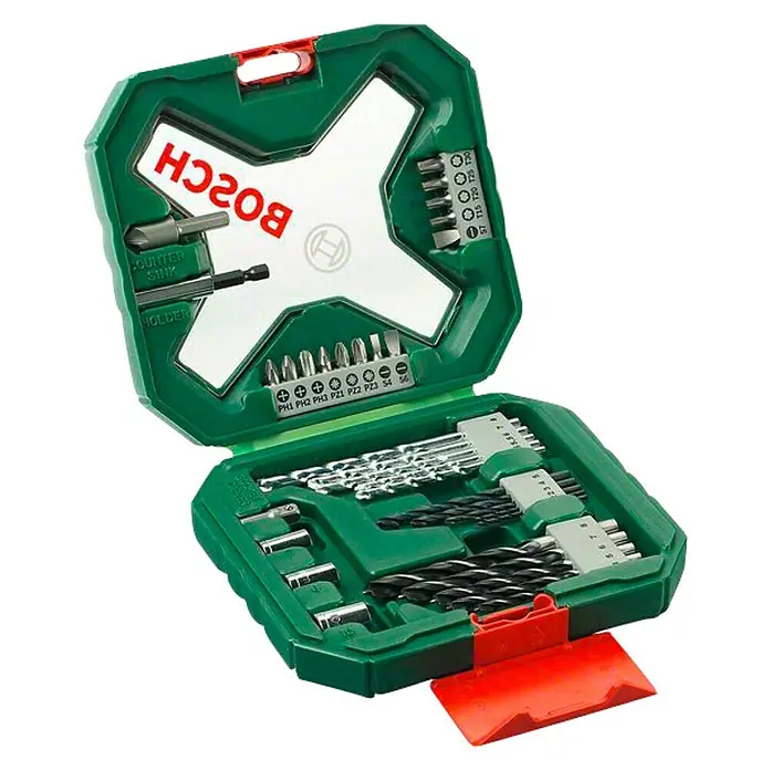 Bosch X - Line Classic Maletín de brocas y puntas - 34 pzs., Apto para: Atornillador de batería - Vista angular