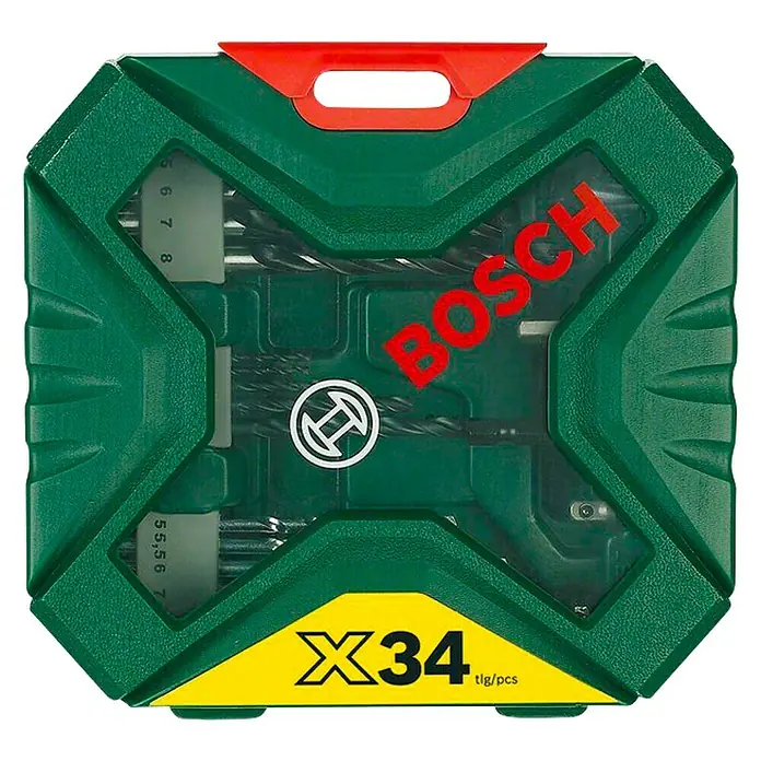 Bosch X - Line Classic Maletín de brocas y puntas - 34 pzs., Apto para: Atornillador de batería - Vista superior
