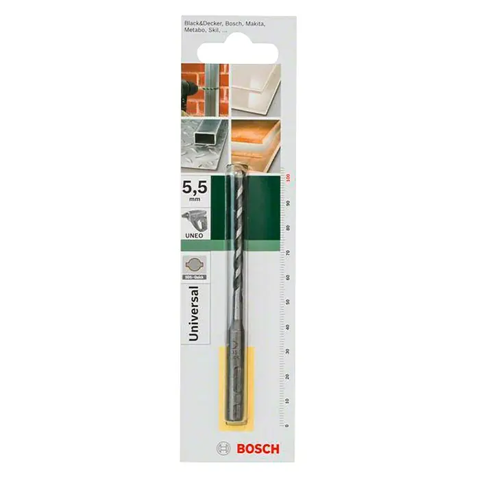 Bosch Broca multiuso SDS-Quick - Diámetro: 5,5 mm, Largo: 100 mm - Vista frontal
