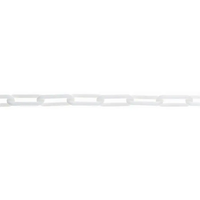 Stabilit Cadena de señalización a metros - 6 mm, Plástico, Blanco - Cadena de plástico blanca con eslabones rectangulares entrelazados para formar una cadena decorativa o funcional apta para diversas aplicaciones.
