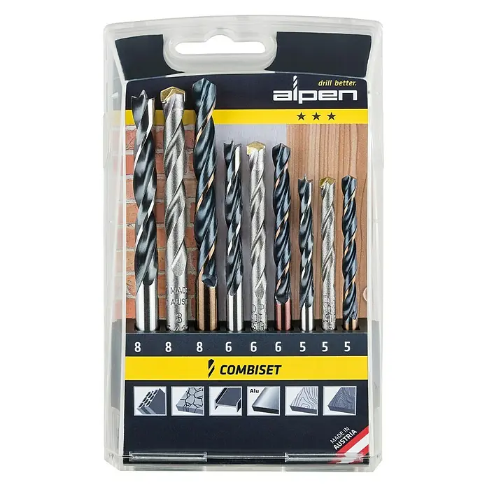 Alpen Bohrer-Set Combiset - 9 -tlg. - Vorderansicht