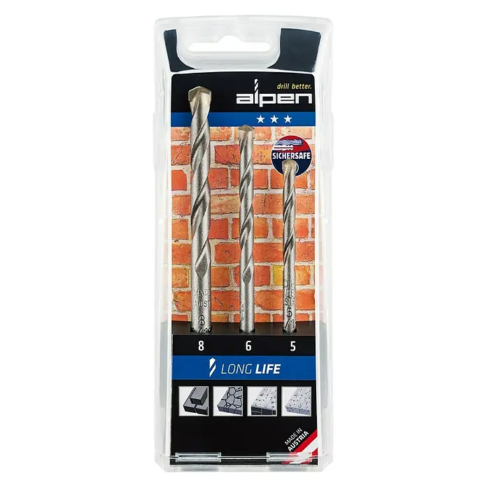 Alpen Steinbohrer-Set Long Life TSS 3 - 3 -tlg. - Vorderansicht