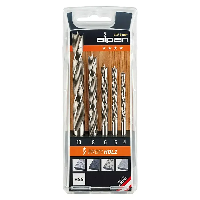 Alpen Holzbohrer-Set Profi Holz - 5 -tlg. - Vorderansicht