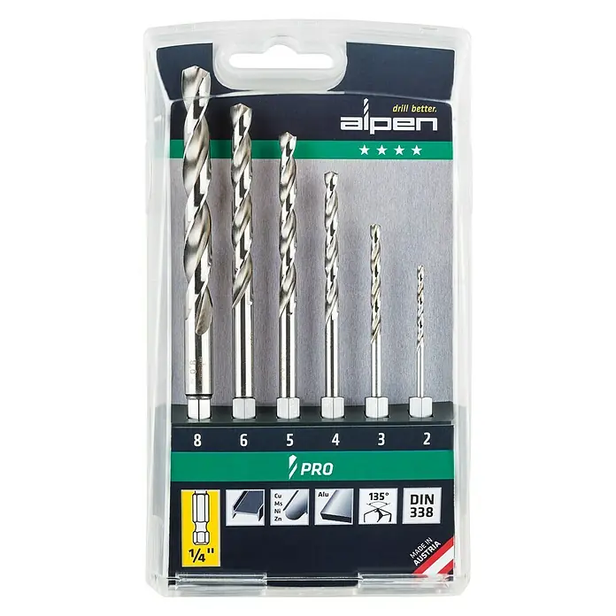 Alpen Metallbohrer-Set Pro - 6 -tlg. - Vorderansicht