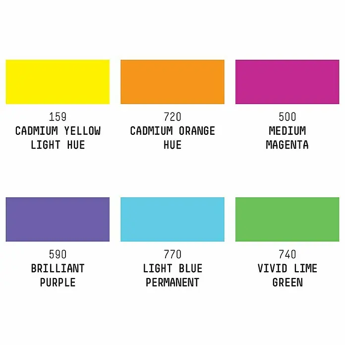 Liquitex Professional Marker-Set Paint Marker Lebendige Töne - 6 Stk., Lebendige Farben, 2 mm, Rechteckige Spitze