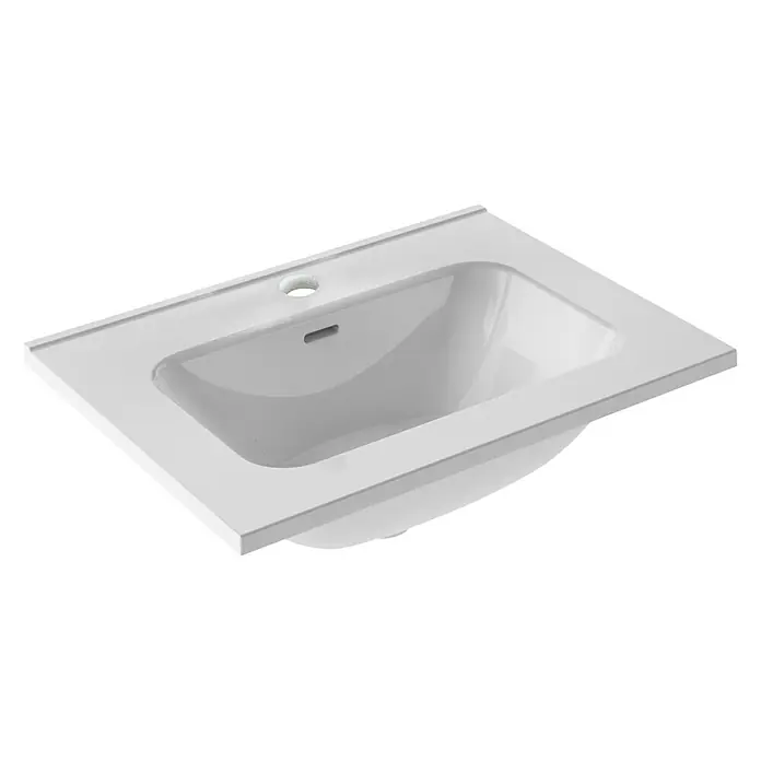 Riva Urban Einbauwaschbecken - 60,8 x 46 cm, Keramik, Weiß - Diagonale Ansicht