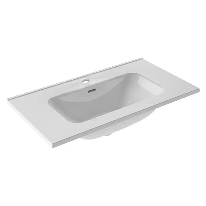 Riva Urban Einbauwaschbecken - 80,2 x 46 cm, Keramik, Weiß - Diagonale Ansicht