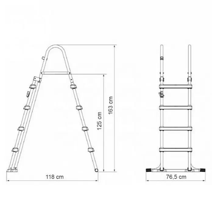 Bestway Sigurnosne ljestve za bazen - D x Š x V: 76 x 118,5 x 163 cm - Skica