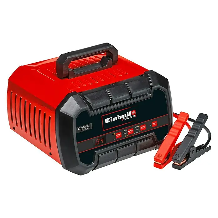 Einhell Cargador de batería para coche  CE-BC 30 M - 12 V, Corriente máx. de carga: 30 A - Vista angular