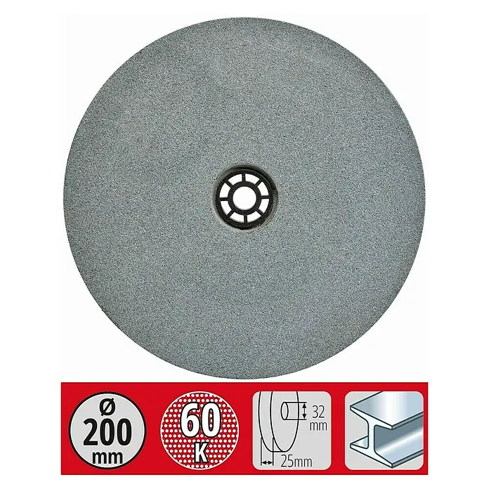 Einhell Disco para esmerilar 4950 - Diámetro: 200 mm, Grano: 60, Diámetro de perforado: 32 mm - Vista frontal