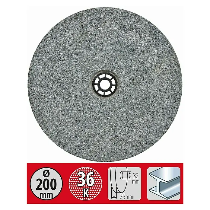Einhell Disco para esmerilar - Diámetro: 200 mm, Grano: 36, Diámetro de perforado: 32 mm - Vista frontal