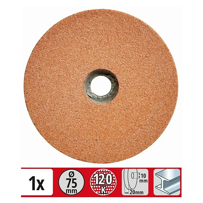 Einhell Disco de pulir 4950 - Diámetro: 75 mm, Grano: 120, Diámetro de perforado: 10 mm - Vista frontal