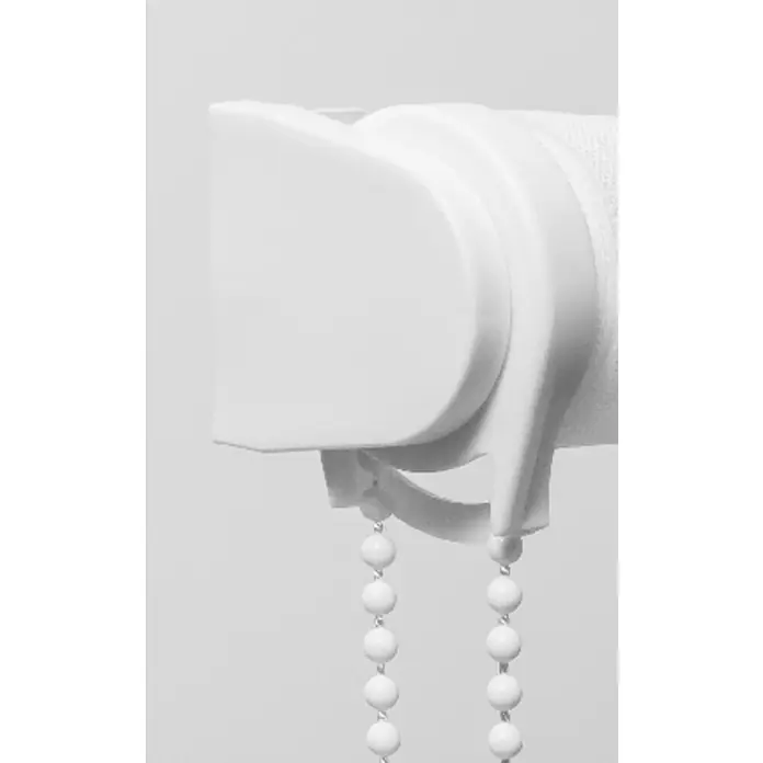 Estor enrollable Bahamas - An x Al: 180 x 250 cm, Blanco - Primer plano de un estor enrollable blanco con elementos operativos. Ideal para un diseño moderno de ventanas y facilidad de uso.