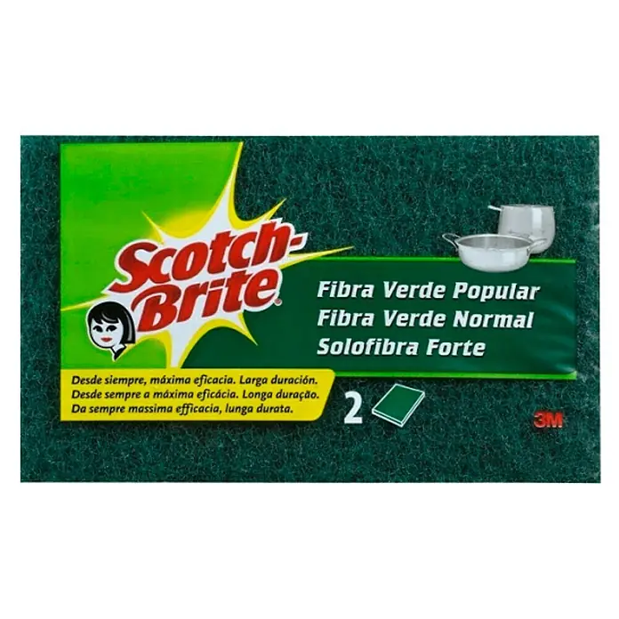 3M Scotch Brite Estropajo Fibra verde popular - 2 uds., Fibra no tejida - Vista frontal