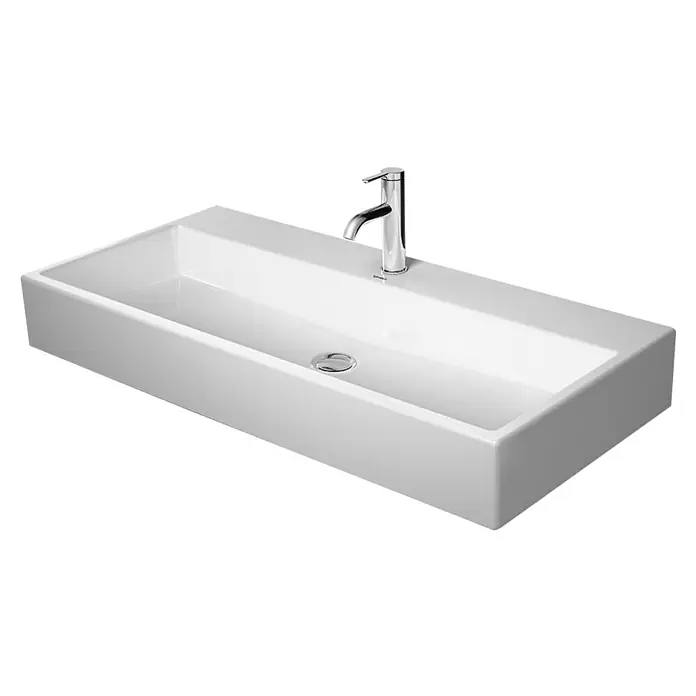 Duravit Vero Air Waschtisch - 60 x 47 cm, Ohne Spezialglasur, Hahnloch: Mitte, Ohne Überlauf, Weiß, Geschliffen - Diagonale Ansicht