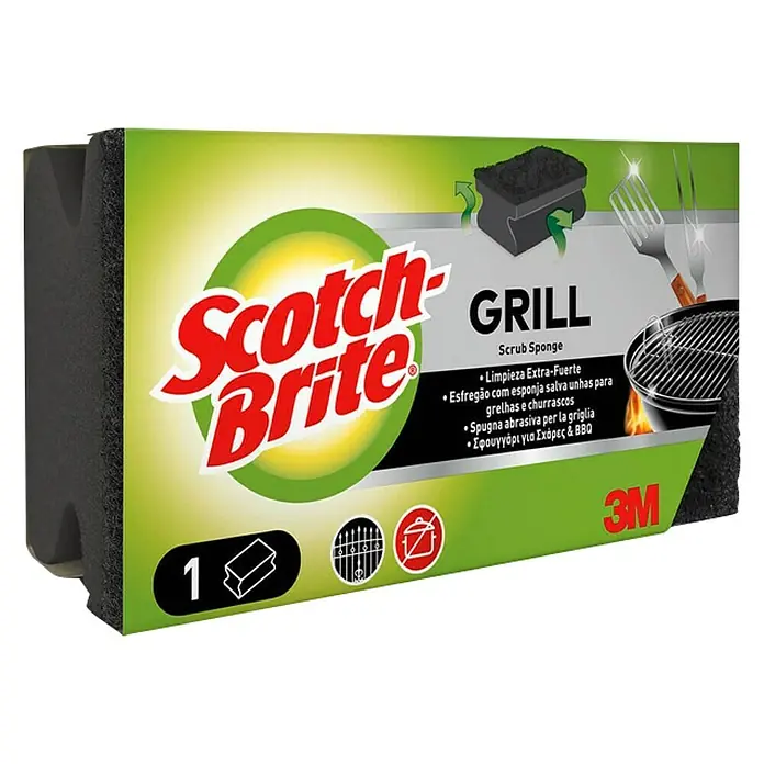 3M Scotch Brite Estropajo salvauñas Barbacoa & grill - 1 ud., Espuma plástica - Vista angular