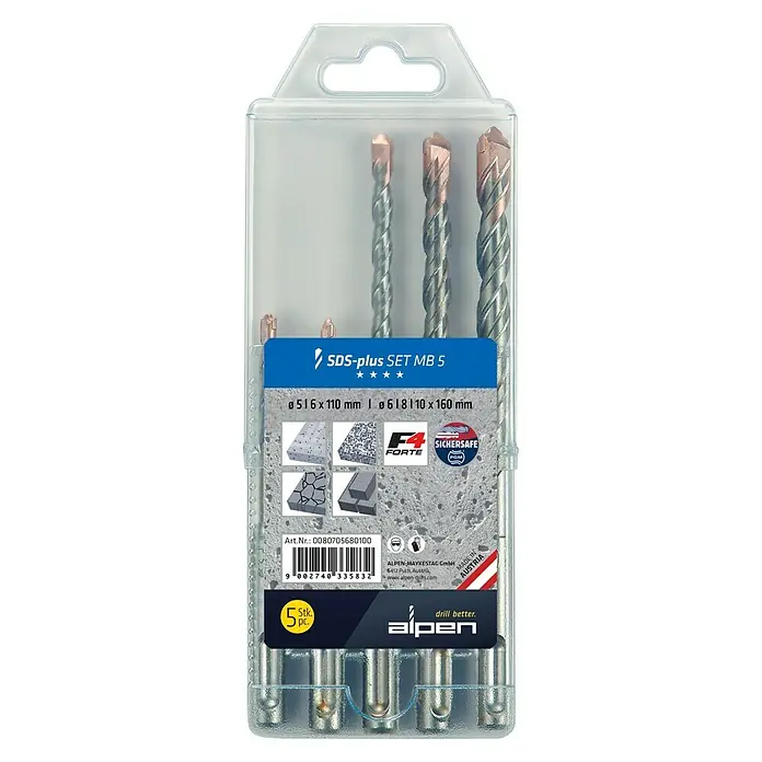 Alpen SDS-Plus Betonbohrer-Set Force X MB5 - 5 -tlg. - Vorderansicht