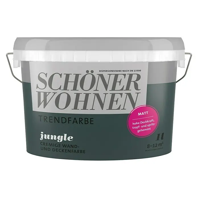 SCHÖNER WOHNEN-Farbe Wandfarbe Trendfarbe - Jungle, 1 l, Matt, Konservierungsmittelfrei - Vorderansicht