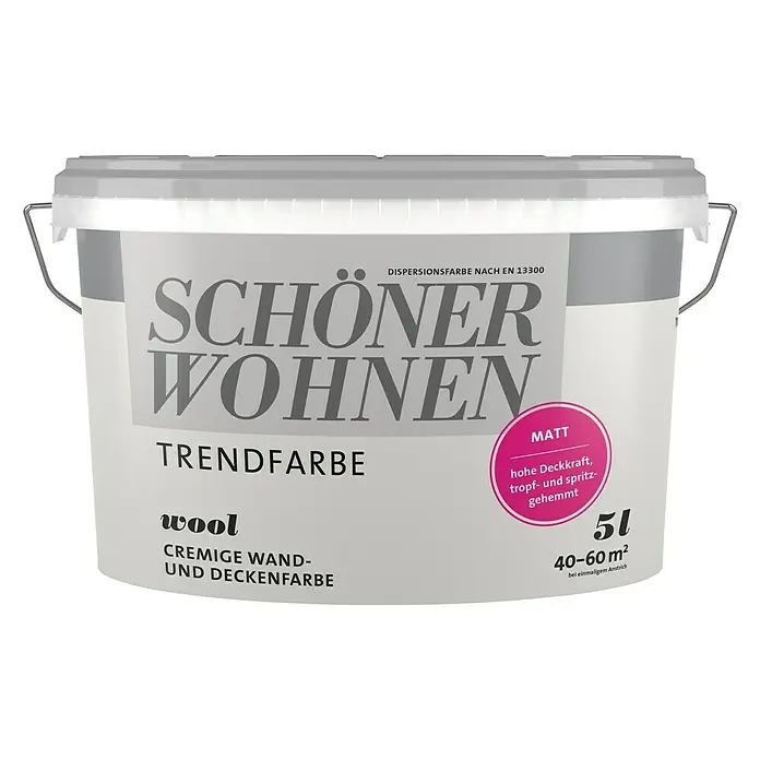 SCHÖNER WOHNEN-Farbe Wandfarbe Trendfarbe - Wool, 5 l, Matt, Konservierungsmittelfrei - Vorderansicht