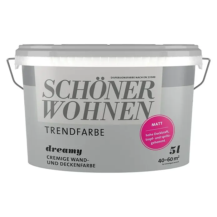SCHÖNER WOHNEN-Farbe Wandfarbe Trendfarbe - Dreamy, 5 l, Matt, Konservierungsmittelfrei - Vorderansicht