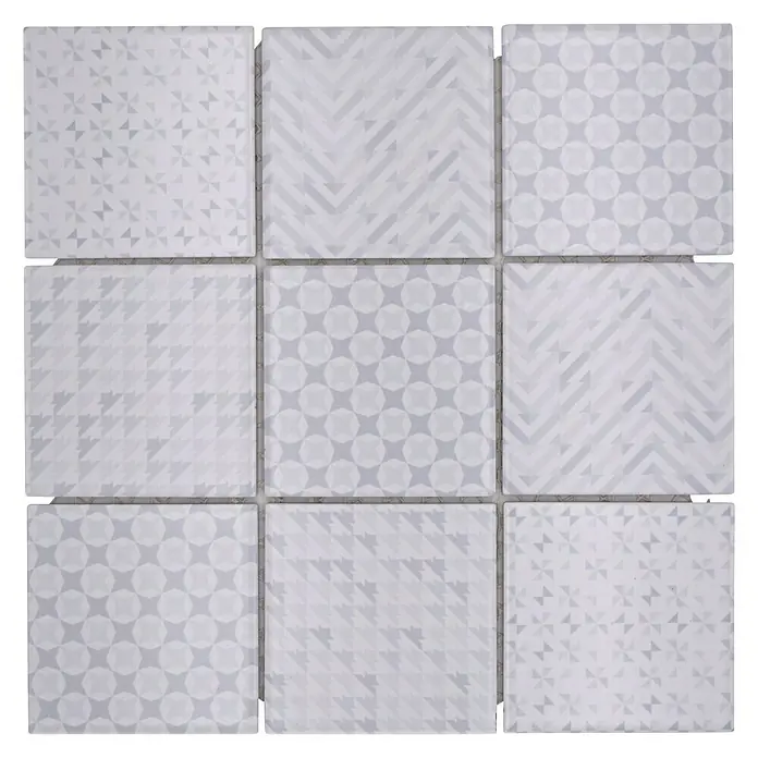 Mozaïektegel vierkant Retro GEOW - 29,8 x 29,8 cm, Wit, Glanzend - Bovenaanzicht