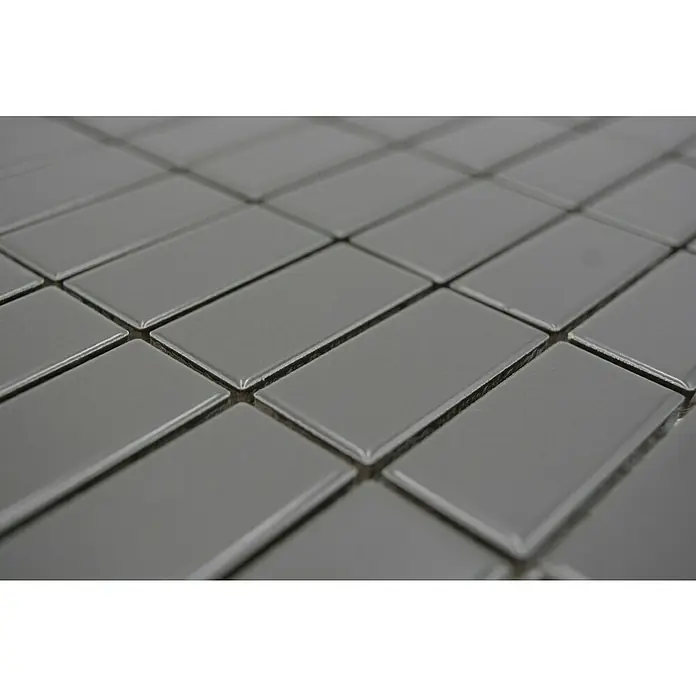 Mozaïektegel rechthoek Architecture ST 385 - 29,8 x 29,8 cm, Grijs, Mat - Grijze rechthoekige tegels met een glanzend oppervlak, ideaal voor moderne badkamers of keukens.